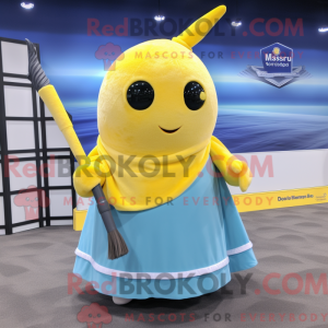 Mascotte de narval jaune...
