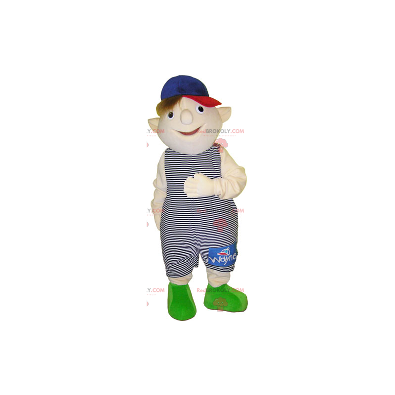 Mascot little boy in overalls - Redbrokoly.com