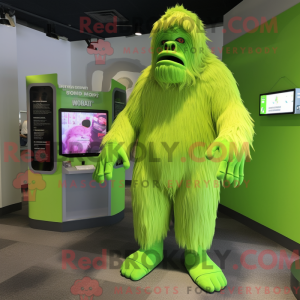 Lime Green Sasquatch mascot...