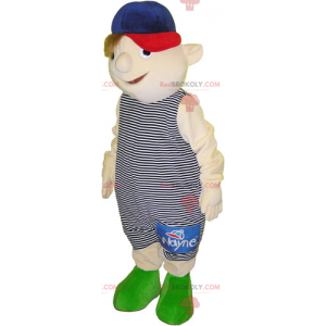 Mascot little boy in overalls - Redbrokoly.com