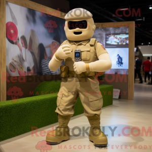 Tan Soldier mascot costume...