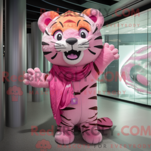 Rosa Tiger maskot drakt...