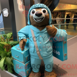 Cyan Sloth maskotdraktfigur...