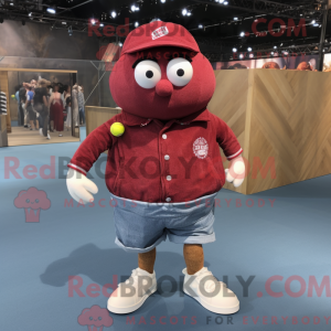Maroon Petanque Ball mascot...
