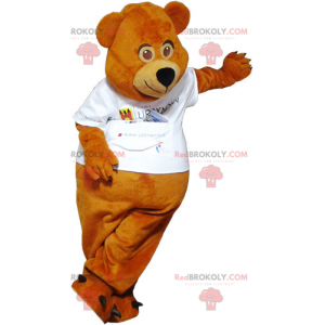 Ursinho mascote com sua camiseta branca - Redbrokoly.com