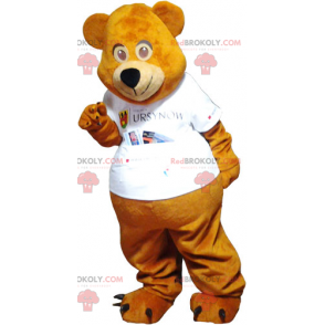 Mascotte dell'orso con la sua maglietta bianca - Redbrokoly.com