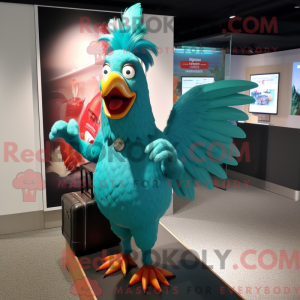 Turquoise Rooster mascot...