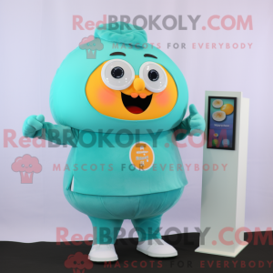 Cyan Abrikos maskot kostume...