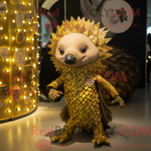 Guld Pangolin maskot...