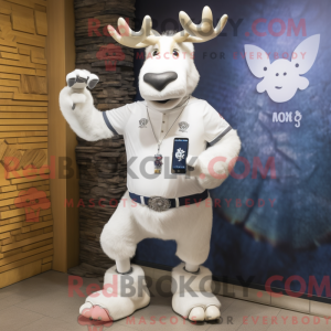 White Moose mascottekostuum...