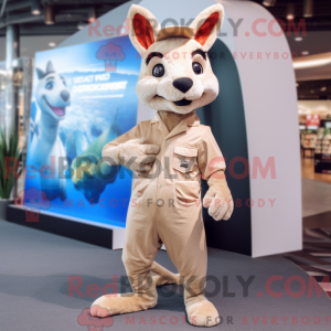 Beige Kangaroo mascot...