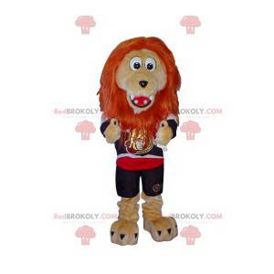 Beige lion mascot with an orange mane - Redbrokoly.com