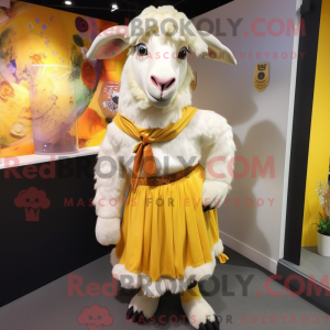Cream Goat maskot kostume...