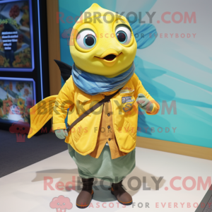 Gele tonijn mascottekostuum...
