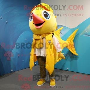 Gul tunfisk maskot drak...