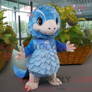 Mascotte de Pangolin bleu...