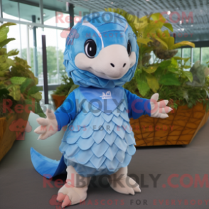 Figura de máscara de pangolim azul com blusa e boné - Mascotes pangolim - REBROKO_302289 - RedBrokoly.com