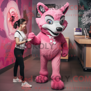 Pink Wolf-mascottekostuum...