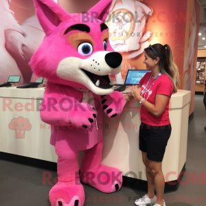 Pink Wolf-mascottekostuum...