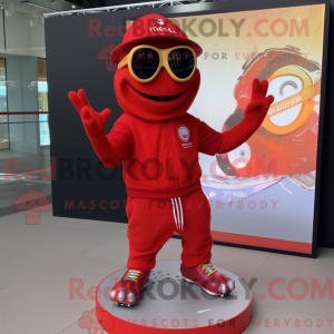 Röd skateboard maskot...