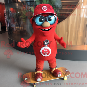 Röd skateboard maskot...