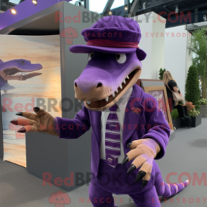 Fantasia de mascote de Espinossauro roxo com blazer e gorros - Mascotes espinossauros - REBROKO_302323 - RedBrokoly.com