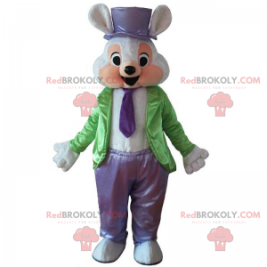Mascote do rato em roupa de mágico verde e roxo - Redbrokoly.com