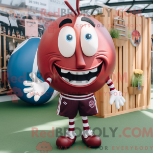Maroon Rugby Ball maskot...