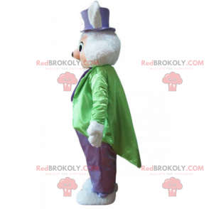 Mouse mascot in green and purple magician outfit -