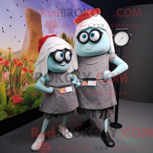Gray Paella mascot costume...