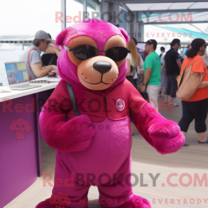Magenta Sea Lion mascot...