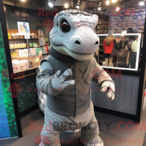Grå Komodo Dragon maskot...