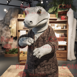 Gray Komodo Dragon mascot...