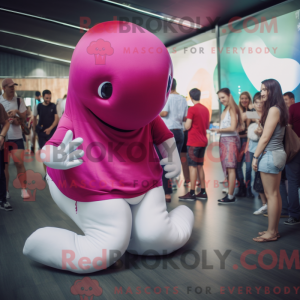 Magenta Beluga Whale mascot...