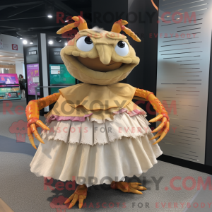 Tan Crab maskot kostume...