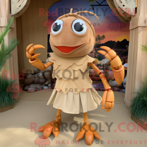 Tan Crab maskot kostume...