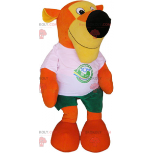Orange tiger mascot with t-shirt and shorts - Redbrokoly.com