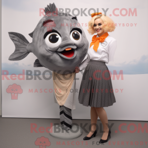 Grå Fish And Chips maskot...
