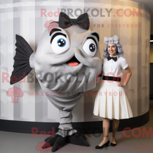 Grå Fish And Chips maskot...