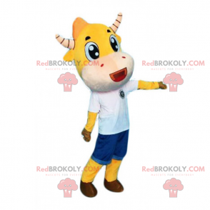Yellow cow mascot and striped horns - Redbrokoly.com
