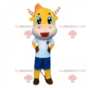 Mascotte vachette jaune et cornes rayées - Redbrokoly.com