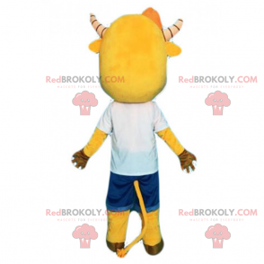 Mascote da vaca amarela e chifres listrados - Redbrokoly.com