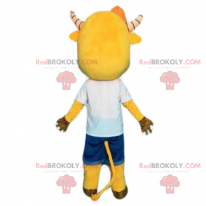 Mascotte gialla della mucca e corna a strisce - Redbrokoly.com
