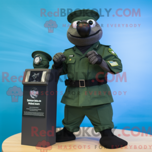 Green Navy Seal maskot...