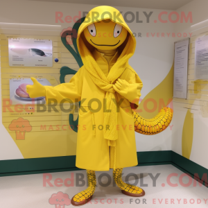 Gul Snake maskot kostume...