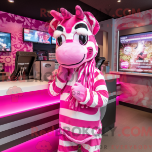 Rosa Zebra-maskotdraktfigur...