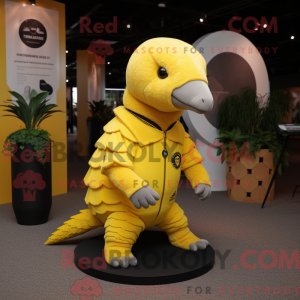 Gul Pangolin maskot kostume...