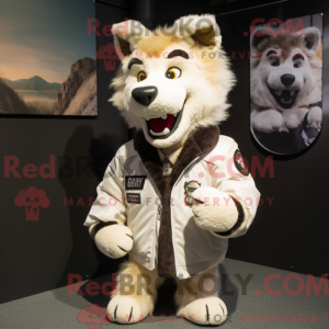 Cream Wolf maskotdraktfigur...