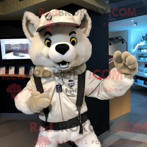 Crème Wolf-mascottekostuum...