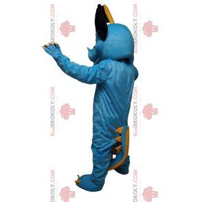 Blaues und gelbes Drachenmaskottchen mit einem Auge